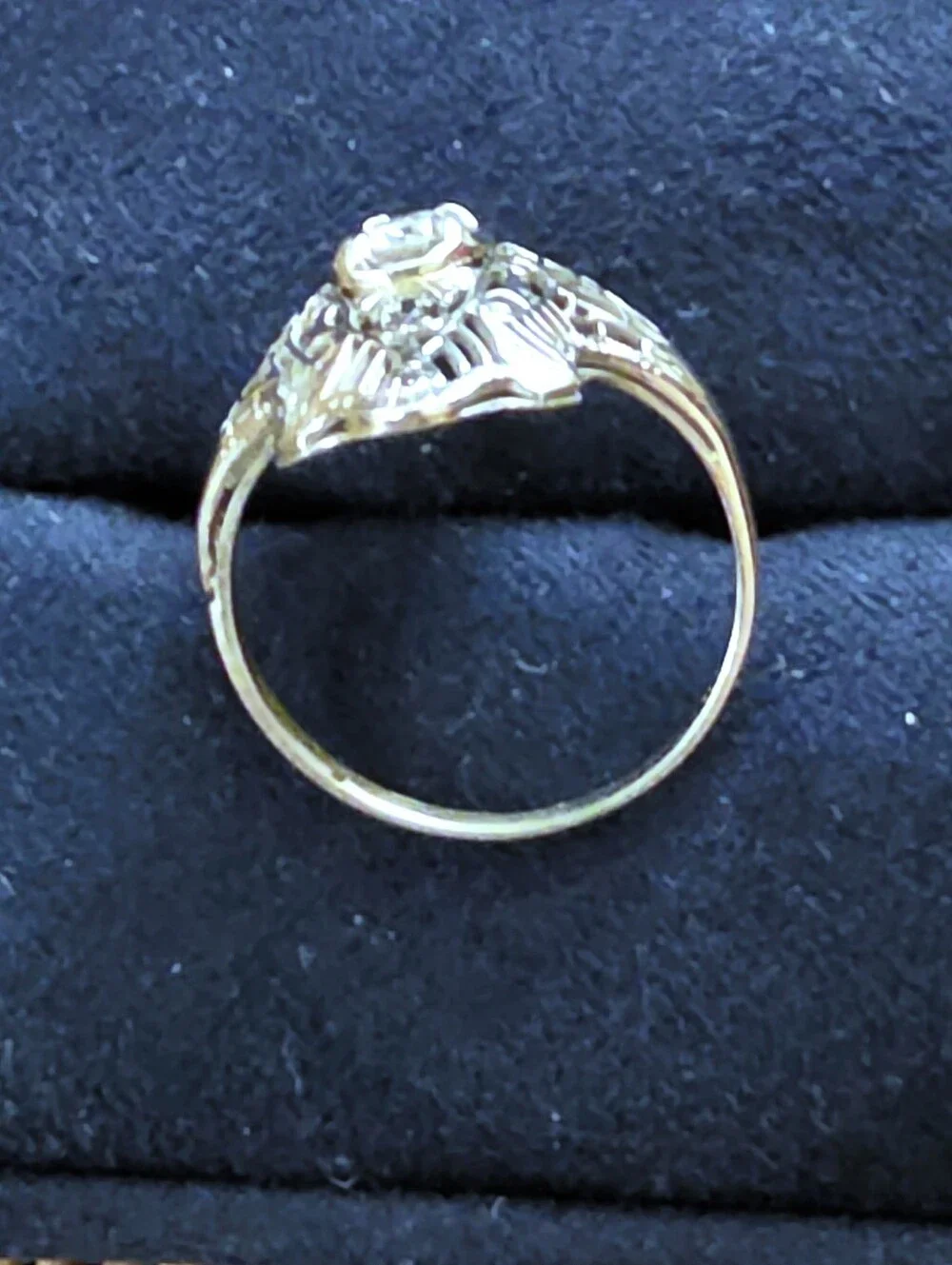 14k Diamond Filigree White Gold Ring (Vintage)